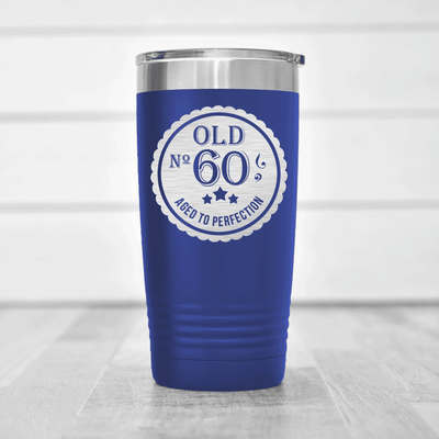 Blue Birthday Tumbler With Sixty Aged To Perfection Design