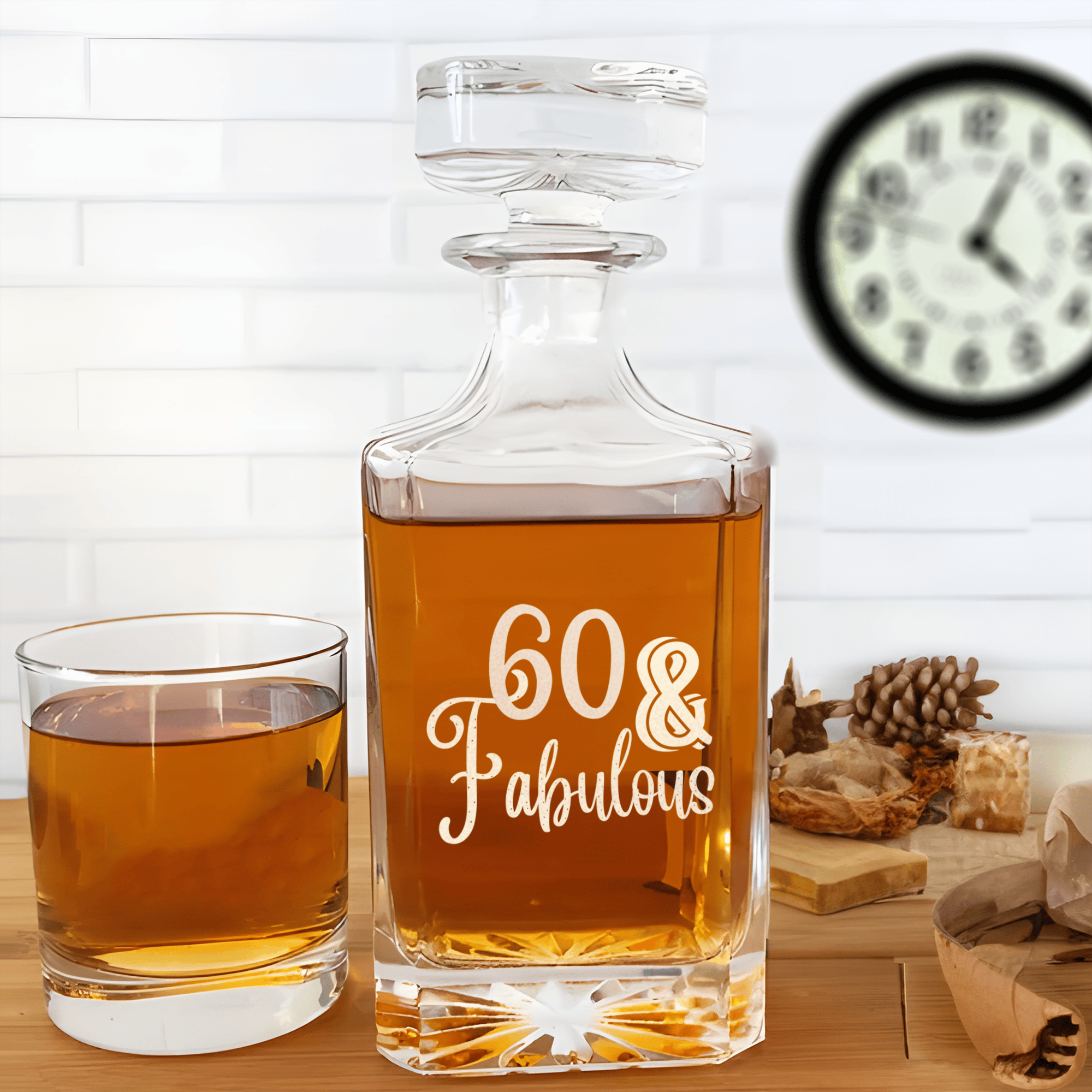 Birthday Whiskey Decanter With Sixty And Fabullous Design