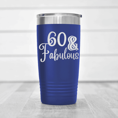 Blue Birthday Tumbler With Sixty And Fabullous Design