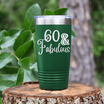 Green Birthday Tumbler With Sixty And Fabullous Design