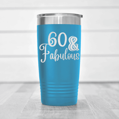 Light Blue Birthday Tumbler With Sixty And Fabullous Design