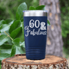 Navy Birthday Tumbler With Sixty And Fabullous Design