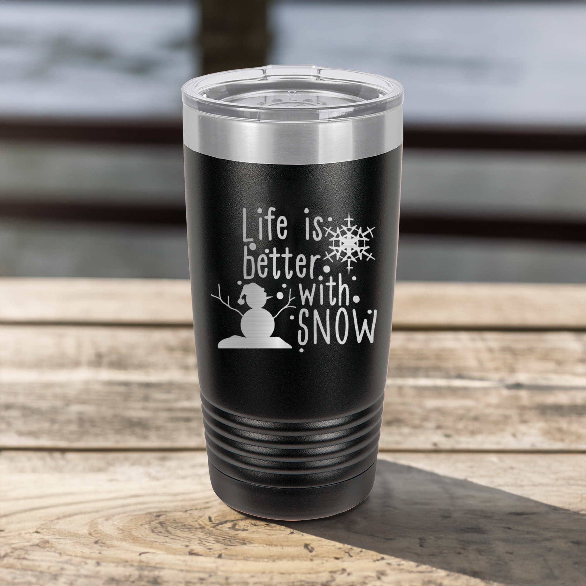 Funny Snow Makes Life Better Ringed Tumbler