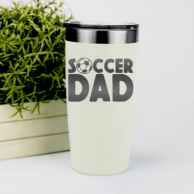 White soccer tumbler Soccer Fatherhood