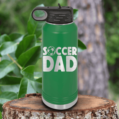 Green Soccer Water Bottle With Soccer Fatherhood Design