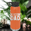 Orange Soccer Water Bottle With Soccer Fatherhood Design