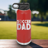 Red Soccer Water Bottle With Soccer Fatherhood Design