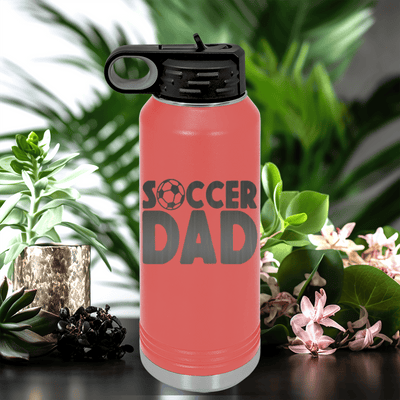 Salmon Soccer Water Bottle With Soccer Fatherhood Design