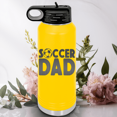 Yellow Soccer Water Bottle With Soccer Fatherhood Design
