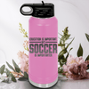 Light Purple Soccer Water Bottle With Soccer Is Most Important Design