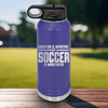 Purple Soccer Water Bottle With Soccer Is Most Important Design