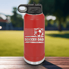 Red Soccer Water Bottle With Soccer Patriotism Star Spangled Goals Design