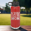 Red Soccer Water Bottle With Soccer Stars Mom Design
