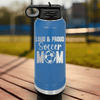 Blue Soccer Water Bottle With Soccers Fiercest Fan Design