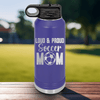 Purple Soccer Water Bottle With Soccers Fiercest Fan Design