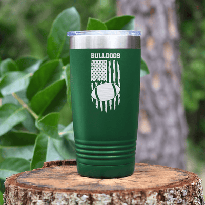 Green football tumbler Stars Stripes And Touchdowns