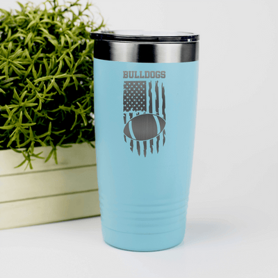 Teal football tumbler Stars Stripes And Touchdowns