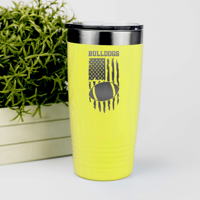 Yellow football tumbler Stars Stripes And Touchdowns