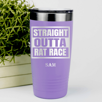 Light Purple Retirement Tumbler With Straight Outta Rat Race Design