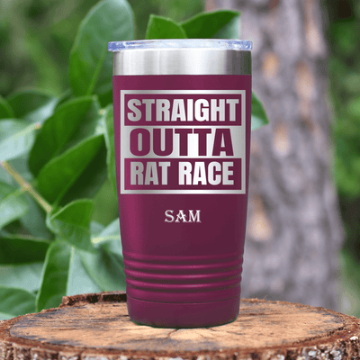 Maroon Retirement Tumbler With Straight Outta Rat Race Design