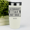 White Retirement Tumbler With Straight Outta Rat Race Design