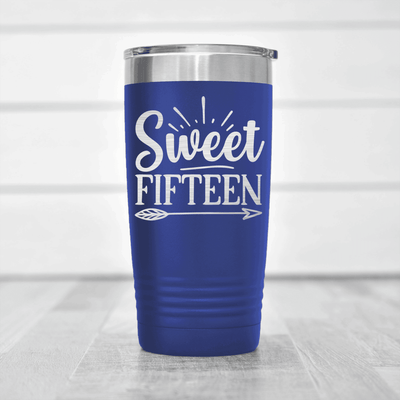 Blue Birthday Tumbler With Sweet Fifteen Design
