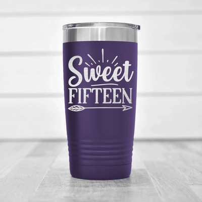 Purple Birthday Tumbler With Sweet Fifteen Design