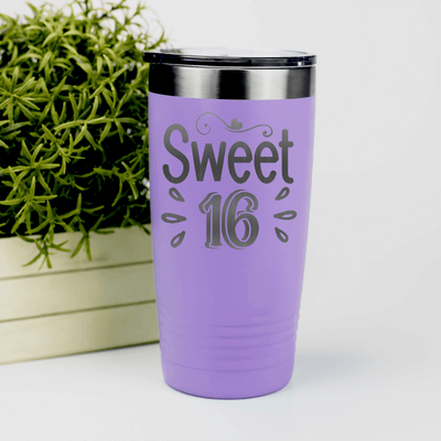 Light Purple Birthday Tumbler With Sweet Sixteen Design
