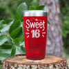 Red Birthday Tumbler With Sweet Sixteen Design