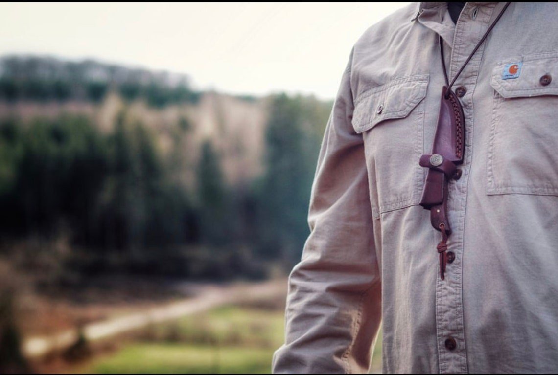 Unique Personalized Neck Knife with Forged Scales Customized Carbon Steel Knife Gifts for Men by Groovy Guy