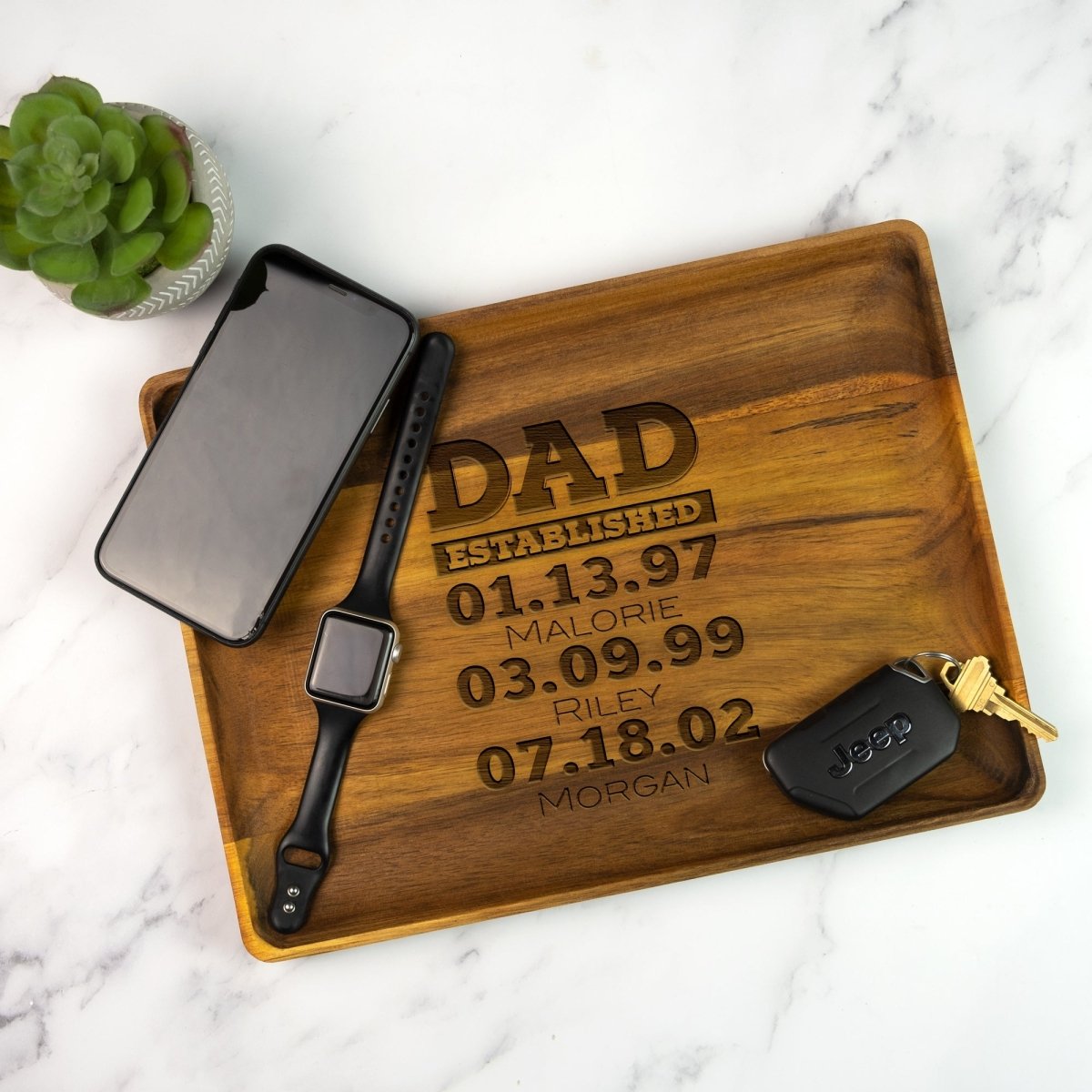 Unique Personalized Dad Est Catch All Tray - Design: DADEST Customized Dad Gifts for Men by Groovy Guy