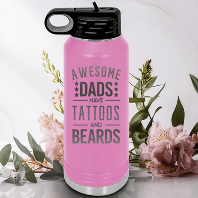 Light Purple Fathers Day Water Bottle With Tattoos And Beards Design