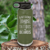 Military Green Fathers Day Water Bottle With Tattoos And Beards Design
