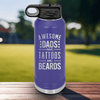 Purple Fathers Day Water Bottle With Tattoos And Beards Design