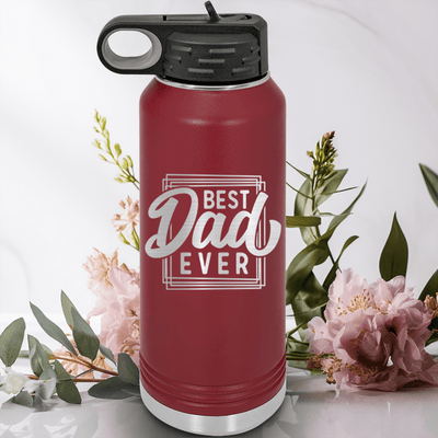 Maroon Fathers Day Water Bottle With The Best Dad Design