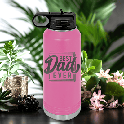 Pink Fathers Day Water Bottle With The Best Dad Design