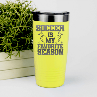 Yellow soccer tumbler The Best Season Is Soccer