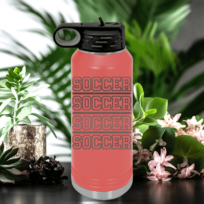 Salmon Soccer Water Bottle With The Essence Of Soccer Design