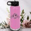Light Purple Soccer Water Bottle With The Heartbeat Of Soccer Design