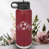 Maroon Soccer Water Bottle With The Heartbeat Of Soccer Design