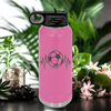 Pink Soccer Water Bottle With The Heartbeat Of Soccer Design