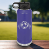Purple Soccer Water Bottle With The Heartbeat Of Soccer Design