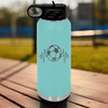 Teal Soccer Water Bottle With The Heartbeat Of Soccer Design