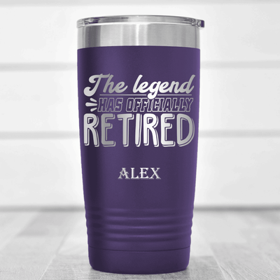 Purple Retirement Tumbler With The Legend Has Retired Design