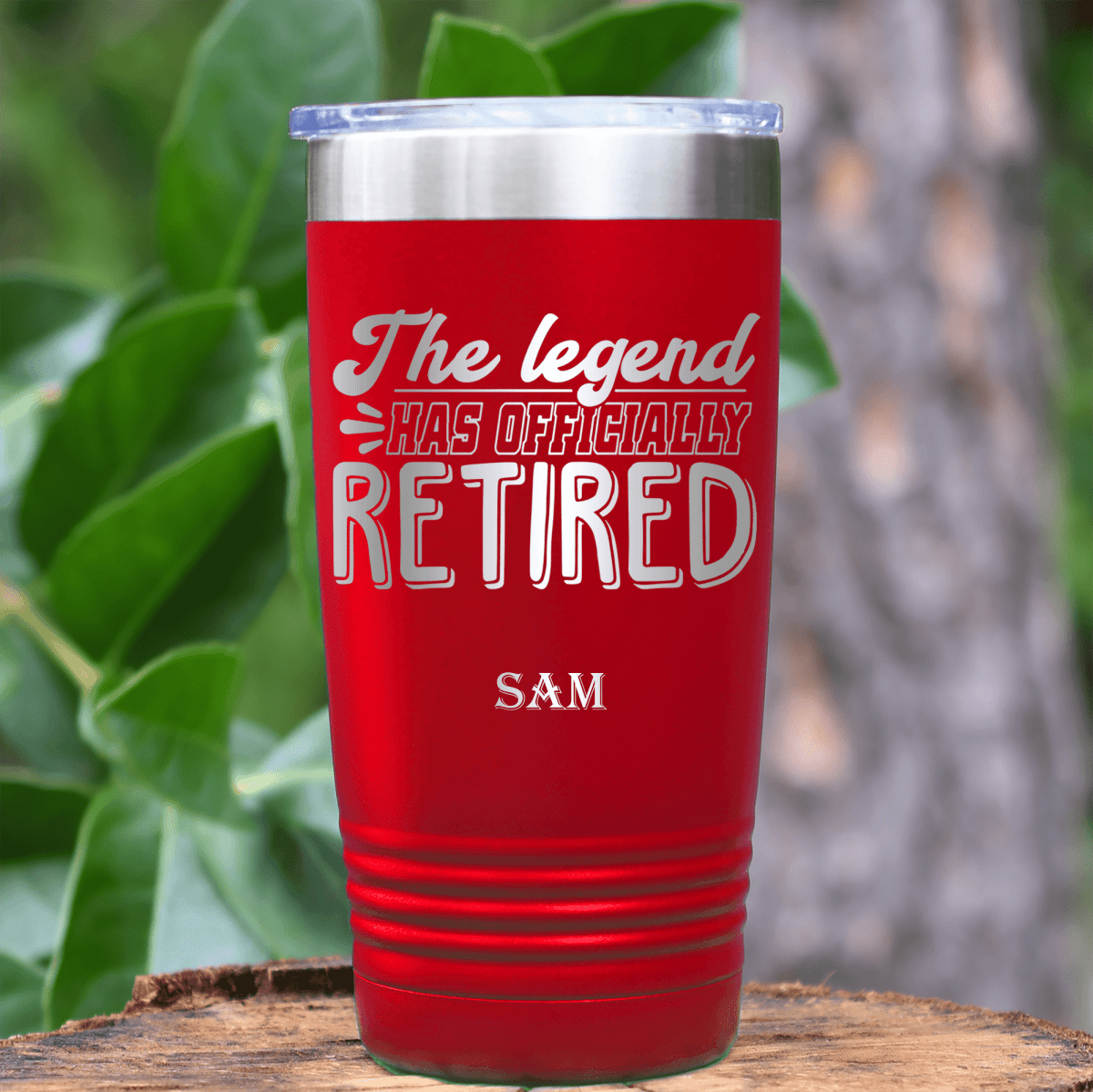 Red Retirement Tumbler With The Legend Has Retired Design