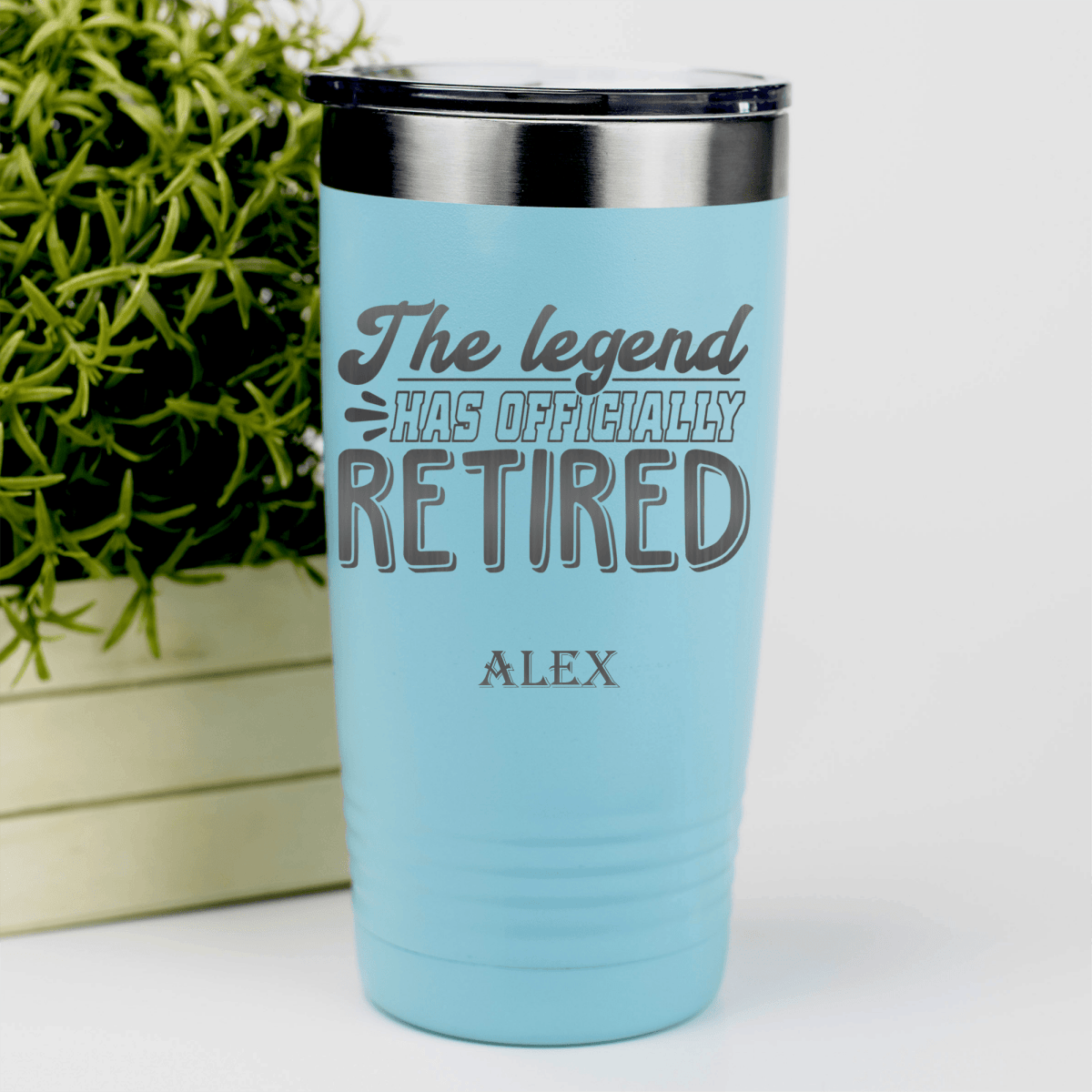 Teal Retirement Tumbler With The Legend Has Retired Design