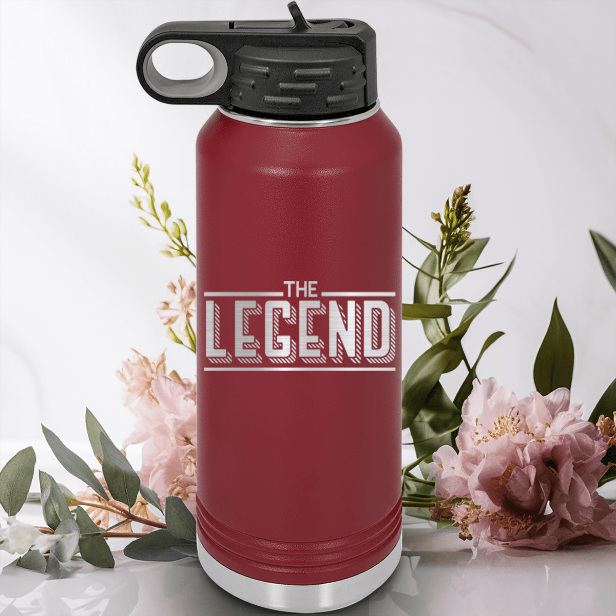 Maroon Fathers Day Water Bottle With The Legendary Father Design