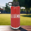Red Fathers Day Water Bottle With The Legendary Father Design