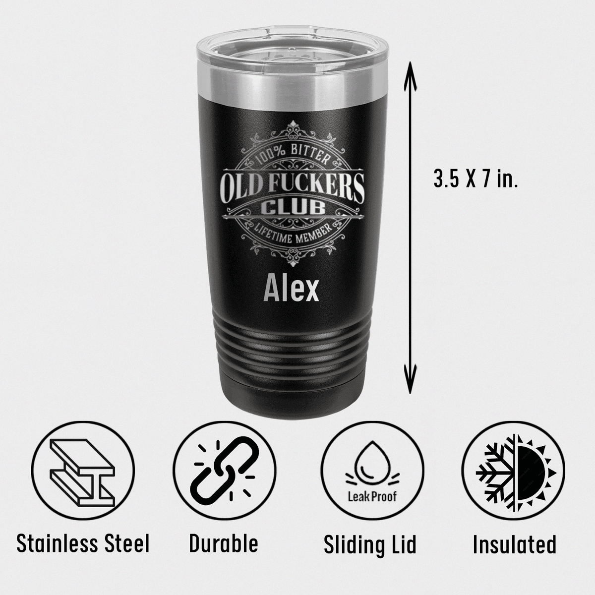 Unique Personalized The OFC Club Tumbler Customized Funny Old Man Tumblers Gifts for Men by Groovy Guy