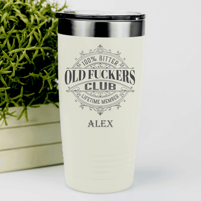 White Funny Old Man Tumbler With The Ofc Club Design